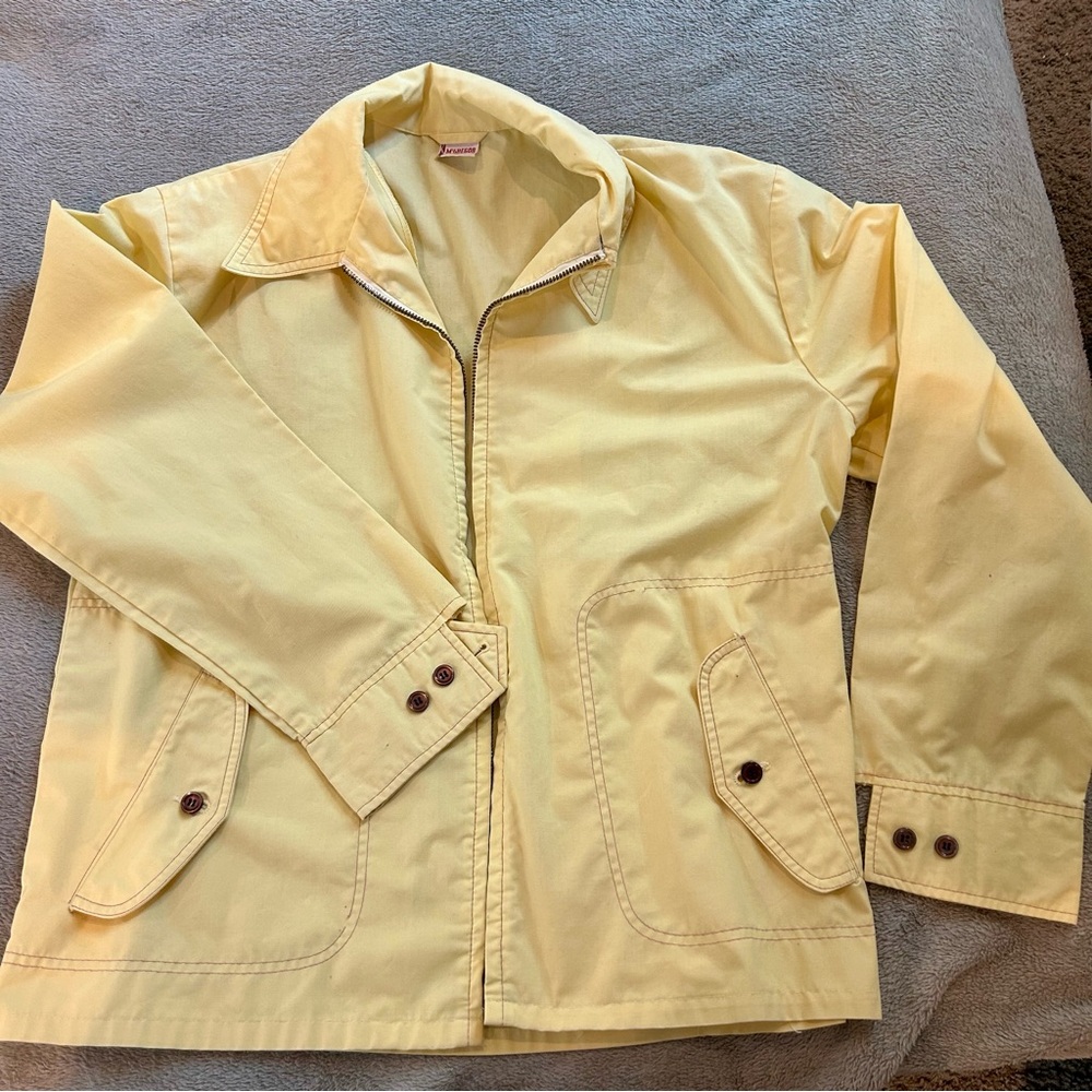 Jacket VTG McGregor 50s 60s Lemon Yellow Purple Stitch Harrington Jacket Sz 44